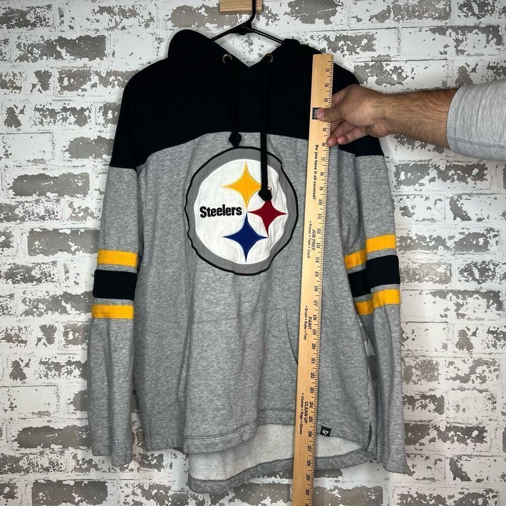 47 Brand Pittsburgh Steelers Gray Black Yellow Pullover Hoodie - Picture 4 of 5
